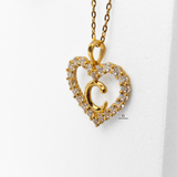 C STONE INITIAL HEART PENDANT
