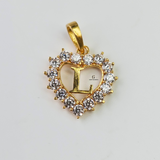 L STONE INITIAL HEART CHARM