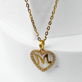 M STONE SCRIPT INITIAL HEART PENDANT