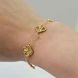 GOLD 5 FLOWER BRACELET