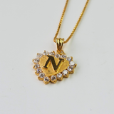 N STONE INITIAL HEART CHARM