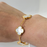 WHITE 5 FLOWER BRACELET - MEDIUM