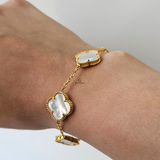 WHITE 5 FLOWER BRACELET - MEDIUM