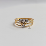 GOLD AND RHODIUM TRIANGLE BEADED RING