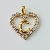 C STONE INITIAL HEART CHARM