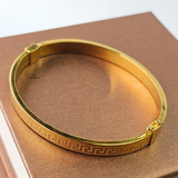 GREEK KEY DESIGN HINGED BANGLE