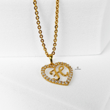 H STONE SCRIPT INITIAL HEART PENDANT