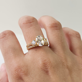 OVAL CUT THREE STONE RING SET