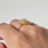 EMERALD CUT 3-STONE PAVE RING