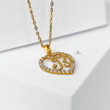 B STONE INITIAL SCRIPT HEART PENDANT
