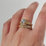 CUSHION CUT DIAMANTE RING SET