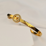 GOLD LV INITIAL CUFF BELT BANGLE