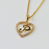 P STONE INITIAL HEART CHARM