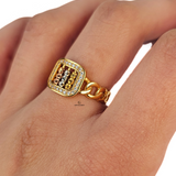 BEADED SQUARE RING
