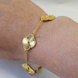 GOLD 5 FLOWER BRACELET - LARGE