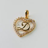 D STONE INITIAL HEART CHARM