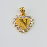 N STONE INITIAL HEART CHARM