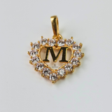 M STONE INITIAL HEART CHARM