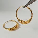 BEADED DIAMOND CUT HOOP EARRINGS