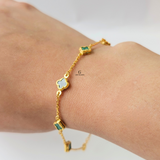 DAINTY 7 FLOWER GREEN BRACELET