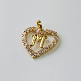 M STONE INITIAL HEART CHARM