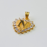 N STONE INITIAL HEART CHARM