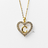 C STONE INITIAL HEART PENDANT