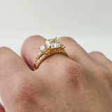 RADIENT CUT THREE STONE RING SET