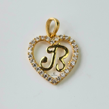 B STONE INITIAL HEART CHARM