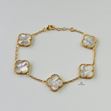 WHITE 5 FLOWER BRACELET - MEDIUM