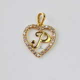 P STONE INITIAL HEART CHARM