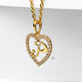 P STONE SCRIPT INITIAL HEART PENDANT