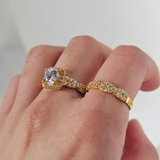 CUSHION CUT DIAMANTE RING SET
