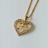 M STONE INITIAL HEART CHARM