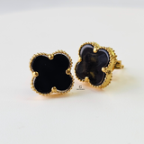 BLACK FLOWER STUD