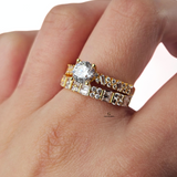 SINGLE STONE DIAMANTE RING SET