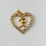 R STONE INITIAL HEART CHARM