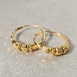 BEADED DIAMOND CUT HOOP EARRINGS