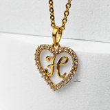 H STONE SCRIPT INITIAL HEART PENDANT
