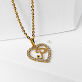 P STONE SCRIPT INITIAL HEART PENDANT