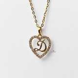 D STONE SCRIPT INITIAL HEART PENDANT