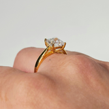SINGLE STONE RING WITH GOLD SHOULDER