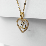 D STONE SCRIPT INITIAL HEART PENDANT