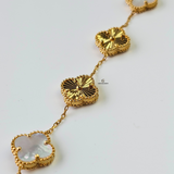 GOLD & WHITE REVERSIBLE SIDED 5 FLOWER BRACELET