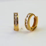 CRYSTAL DESIGN HUGGIE HOOP EARRINGS- SMALL