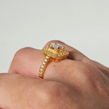 EMERALD HALO DIAMANTE RING