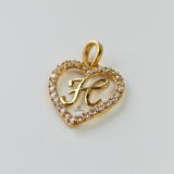 H STONE INITIAL HEART CHARM