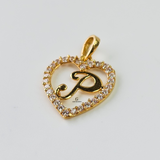 P STONE INITIAL HEART CHARM