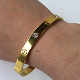 SCREW AND STONE HINGED BANGLE