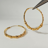 BEADED GOLD HOOPS